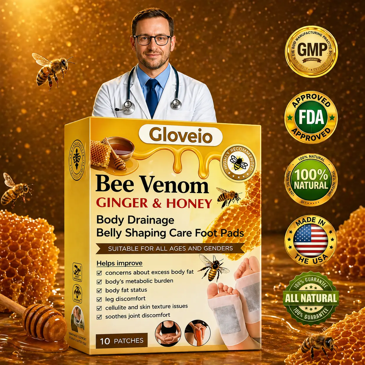 GloveioTM Bee Venom Foot Patches